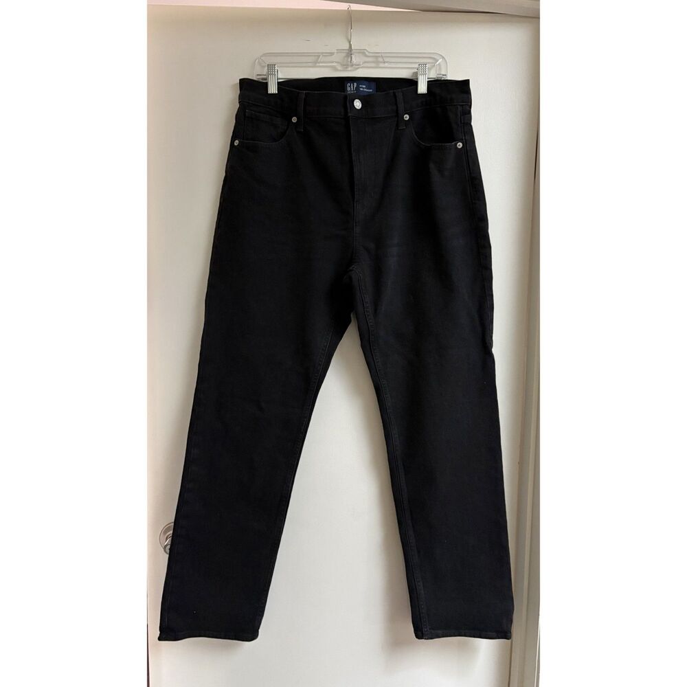 High Waisted 90s Straight Jeans Y2K Stretch Denim Grunge Gap Factory Black 32 14 - Picture 2 of 8